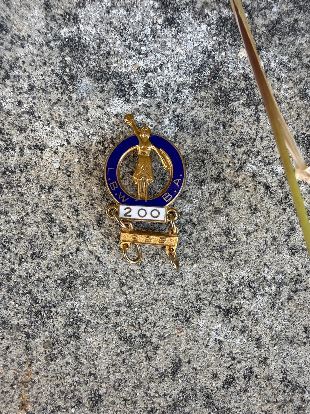 Vintage Gold and Blue 200, 225 Winner Badge Pendant L.B.W.